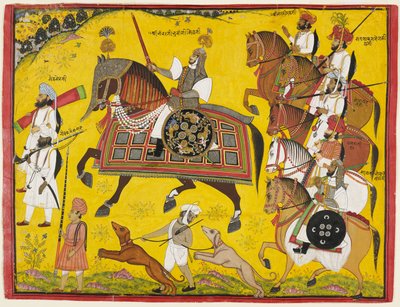 Processional Portrait of Prince Bhawani Sing of Sitamau, 1855 by Pyara Singh